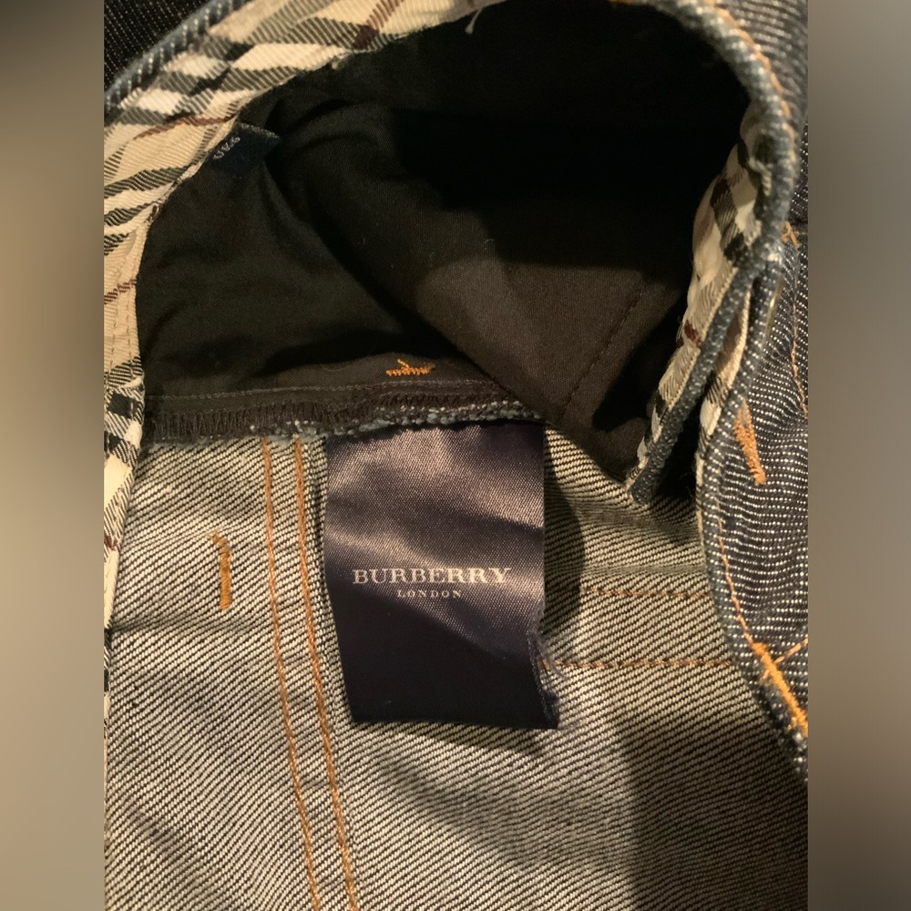 Burberry Dark Blue Denim Midi Skirt with Signature Check Panel - Picture 7 of 7
